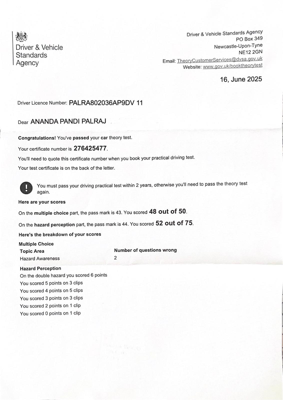 UK driving licence application