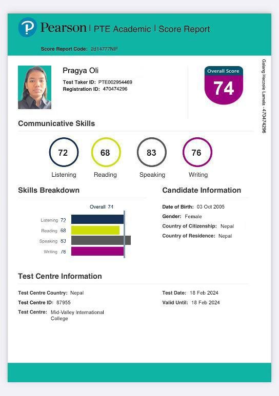 PTE Academic certification service